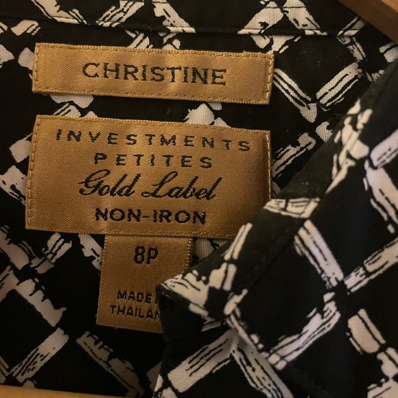 Investments Black & White Geometric Diamond Print Shirt - Picture 3 of 4